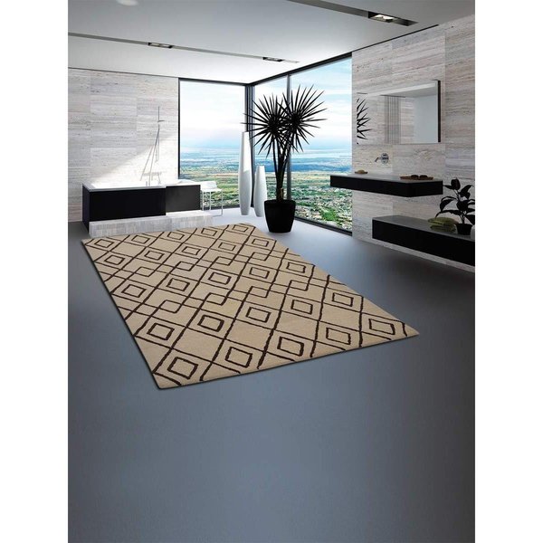 Micasa 9 x 12 ft. Hand Tufted Wool Area Rug Cream BrownGeometric MI1779340